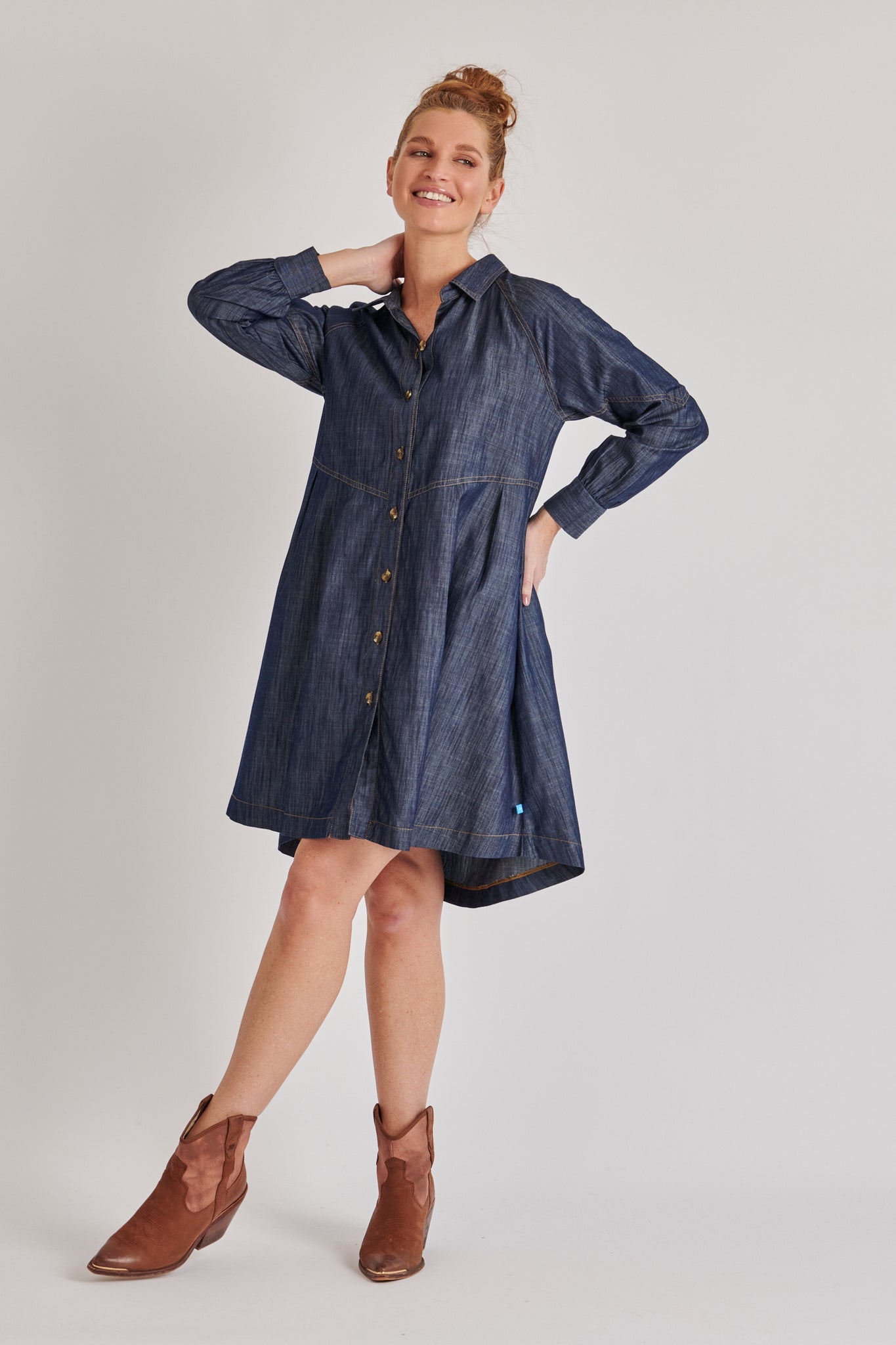 One Ten Willow Raglan Sleeve Dress - Dark Blue