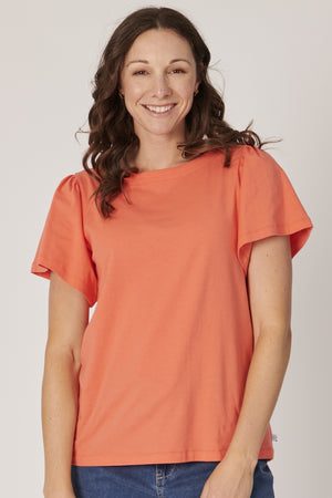 One Ten Willow Flutter Sleeve Tee - Coral