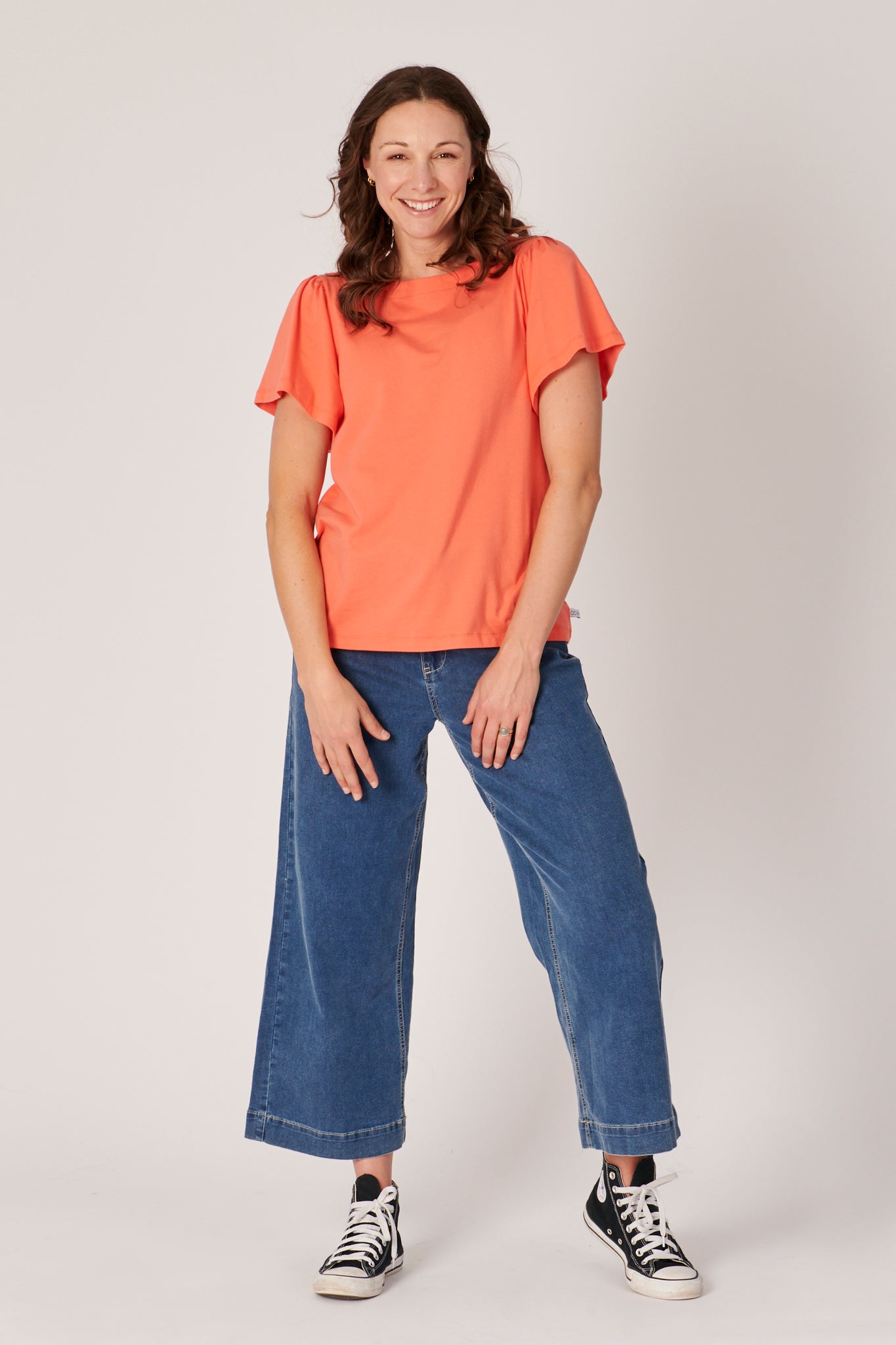 One Ten Willow Flutter Sleeve Tee - Coral