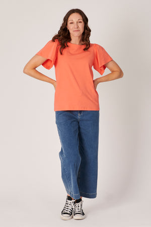 One Ten Willow Flutter Sleeve Tee - Coral