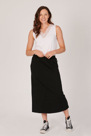 One Ten Willow Panel Detail Skirt - Black