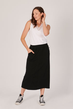 One Ten Willow Panel Detail Skirt - Black