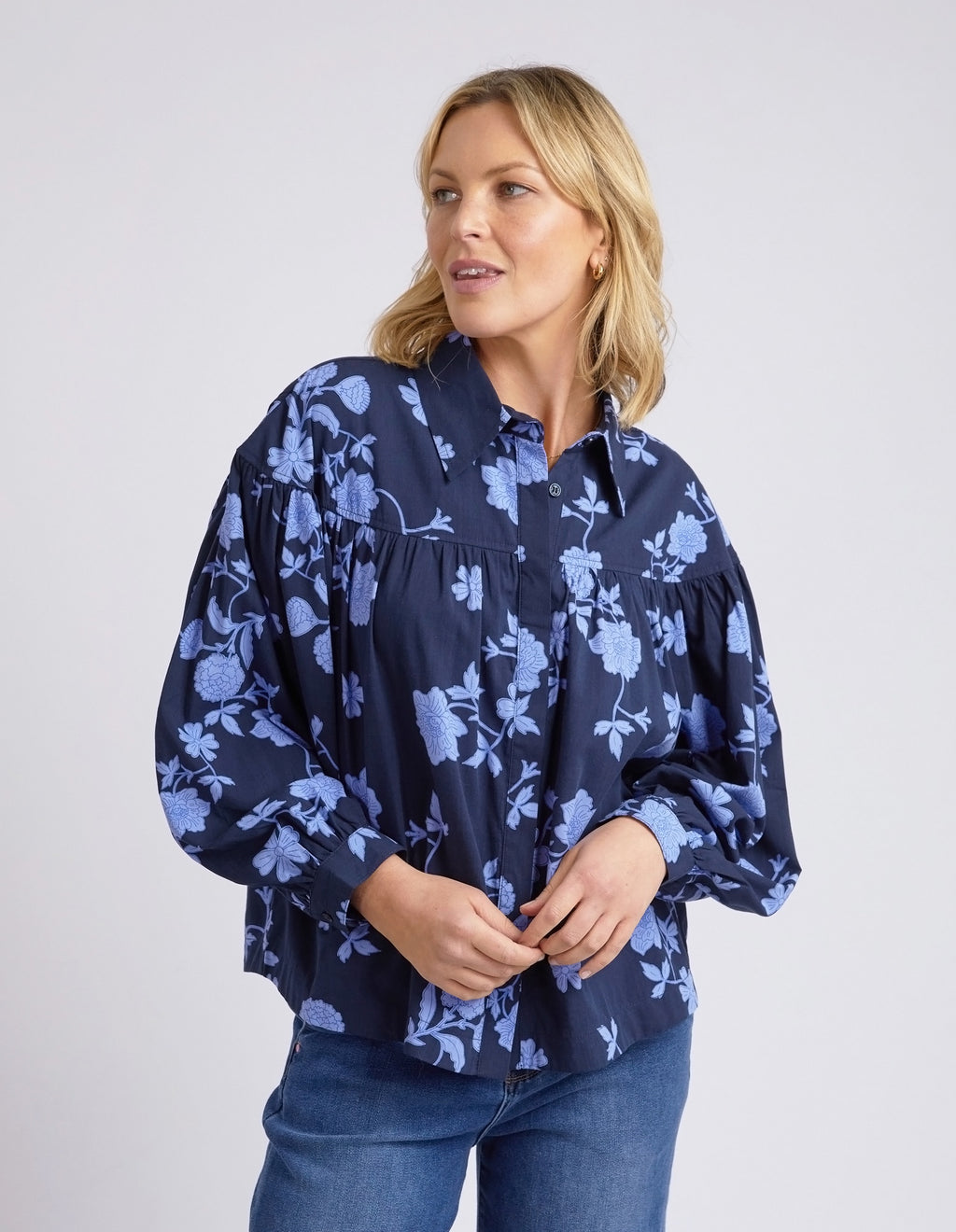 Elm Kacey Floral Blouse - Navy