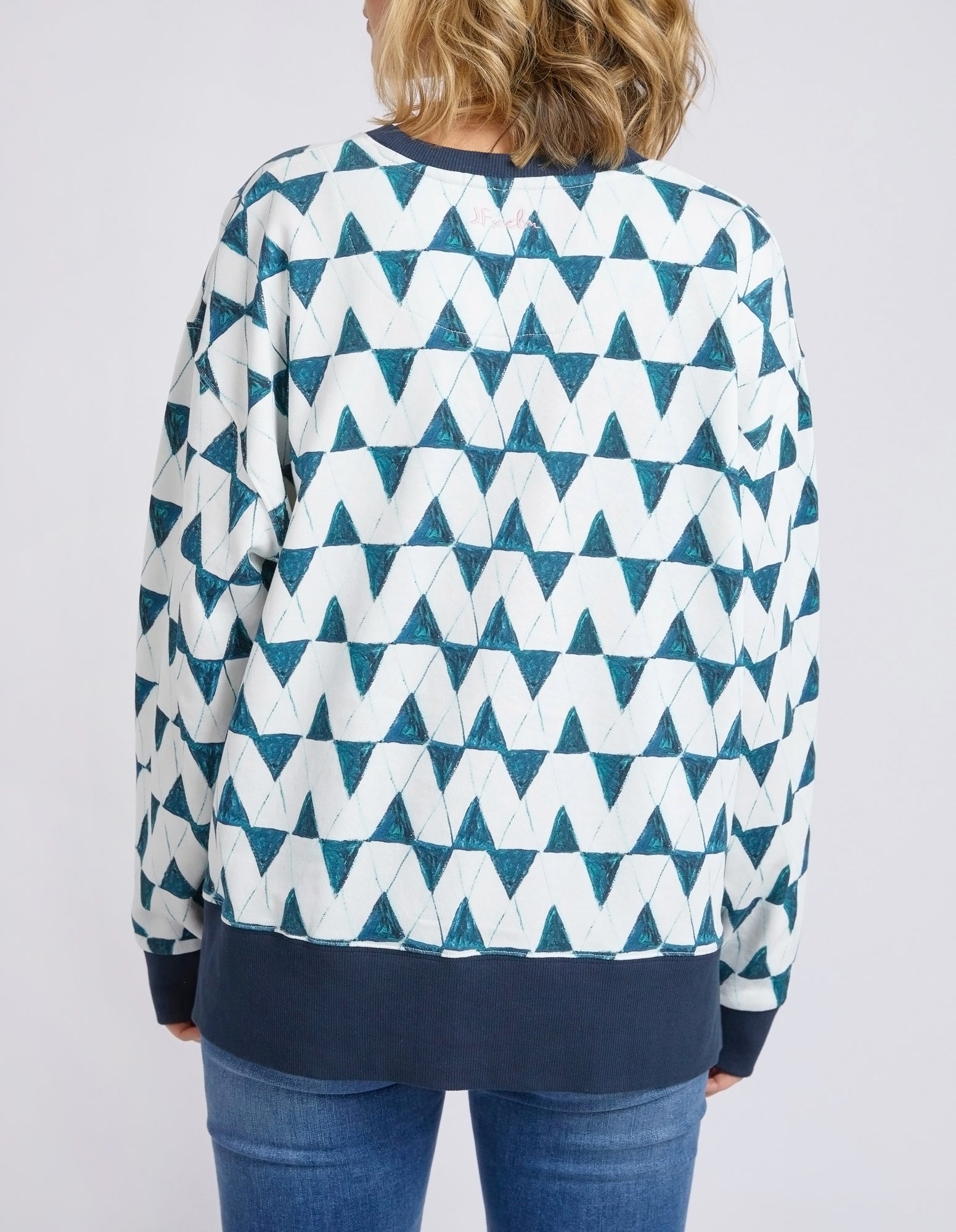 Elm Janey Geo Crew - Navy Geo Print