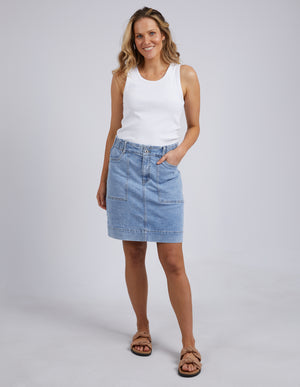 Elm Atlas Denim Skirt - Mid Blue Wash