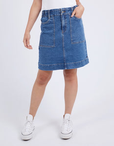 Elm Atlas Denim Skirt - Dark Blue