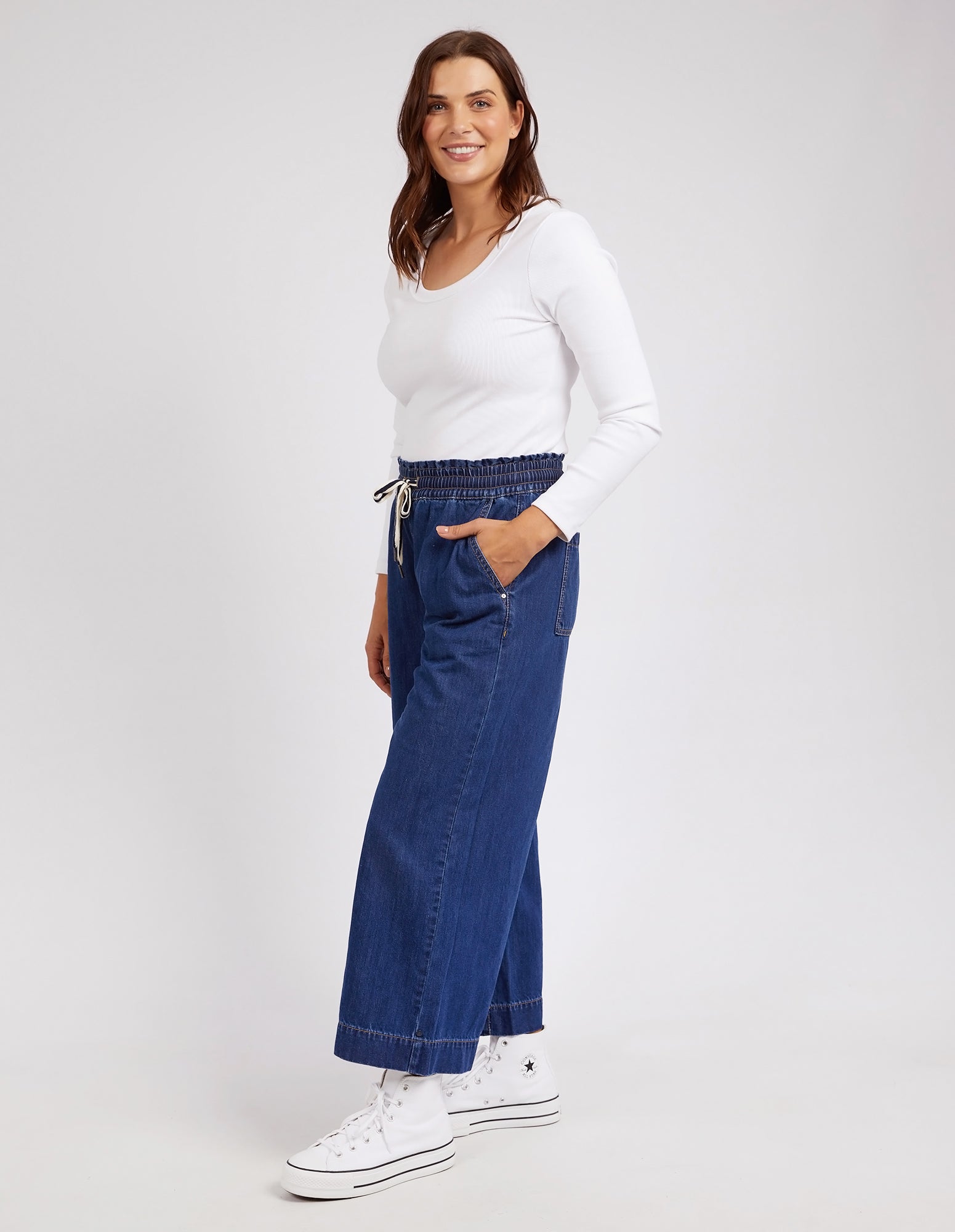 Elm Greta Wide Leg Pant - Dark Blue Denim