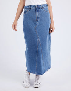 Elm Zoe Midi Denim Skirt - Mid Blue