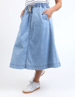 Elm Greta Denim Skirt - Light Blue Wash