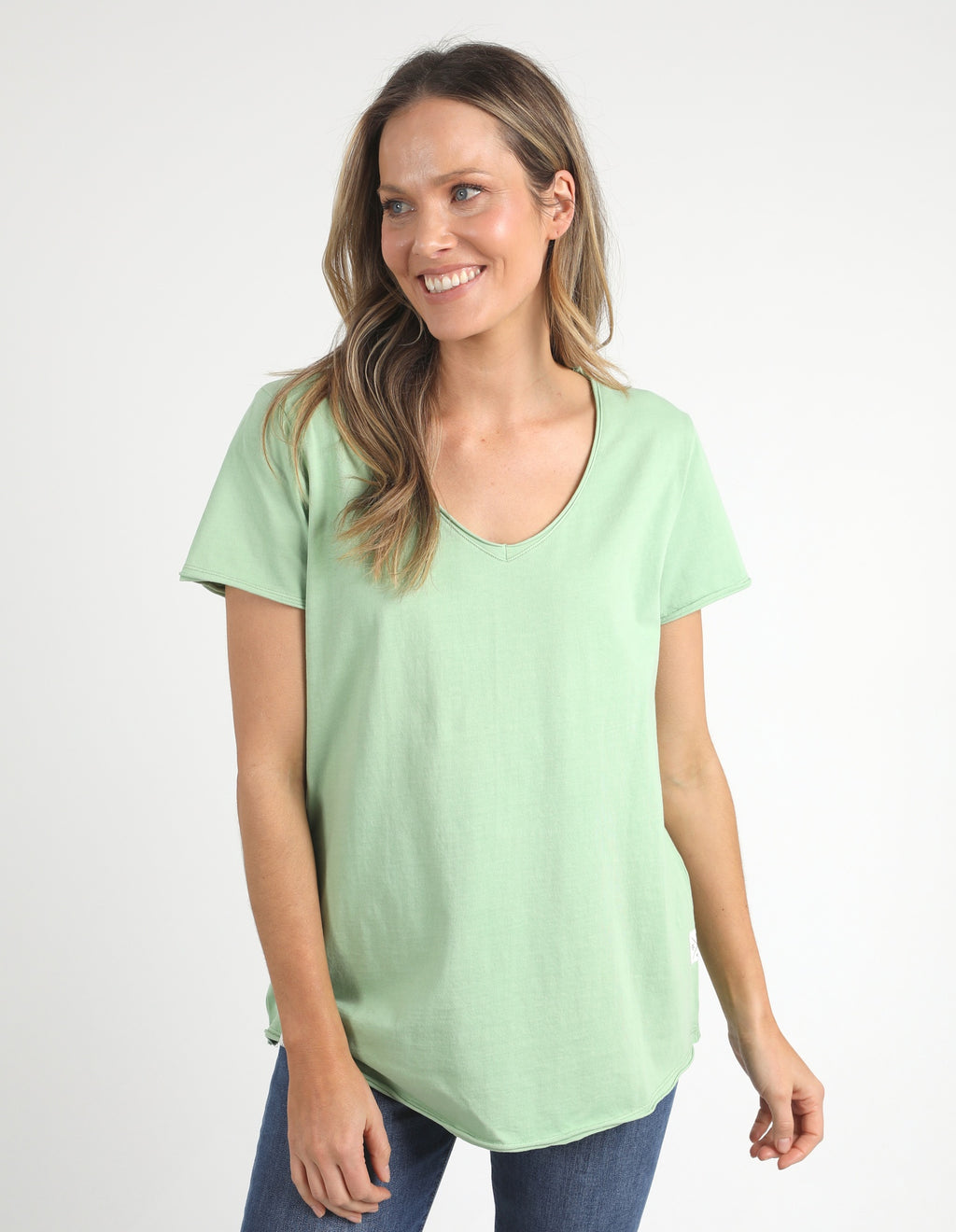 Elm Vee Tee - Quiet Green