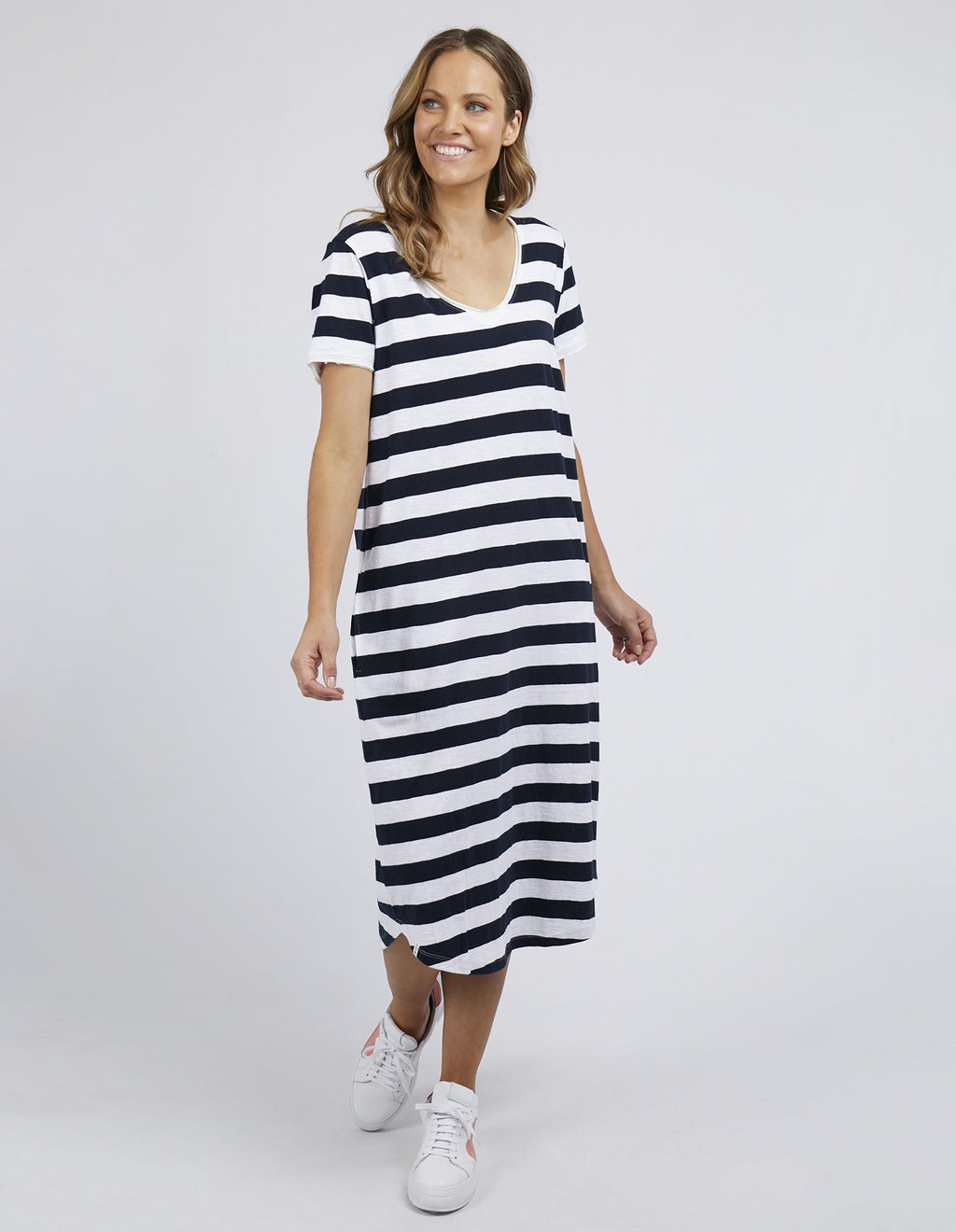 Elm Maeve Midi Dress - Navy/White Stripe