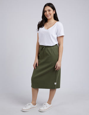 Elm Rib Midi Skirt - Clover