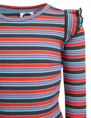 Eve Girl Junior Allsorts LS Rib Tee - Stripe