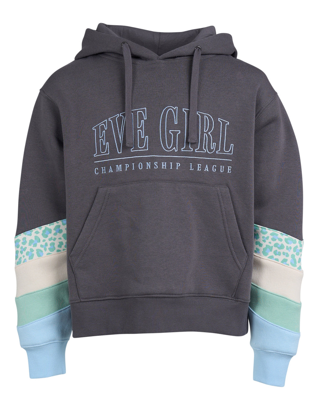 Eve Girl Tween  League Panel Hoodie - Charcoal