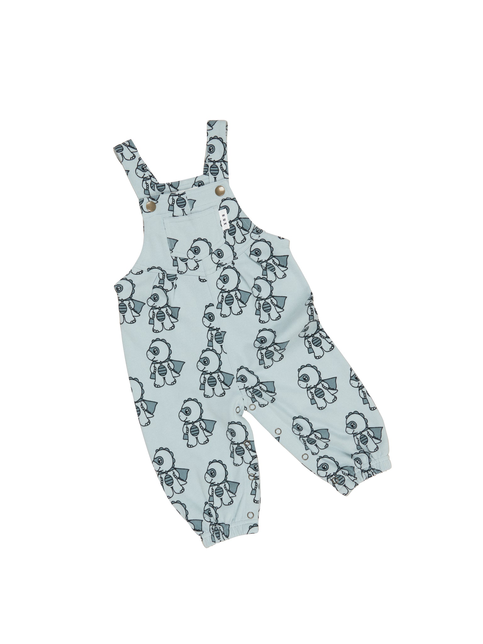 Huxbaby Dino Hero Terry Overalls - Slate