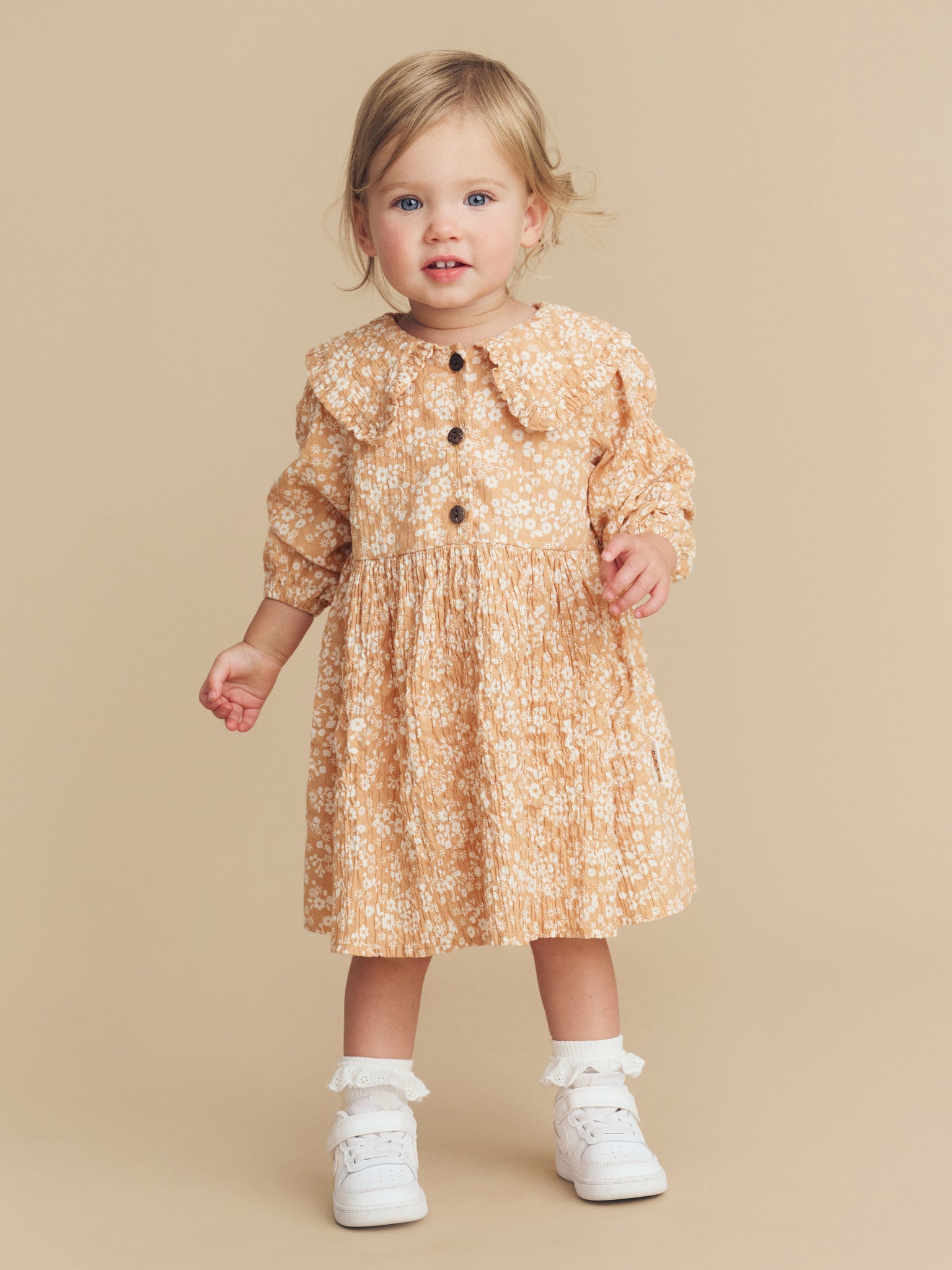 Huxbaby Floral Warm Glow Collar Dress