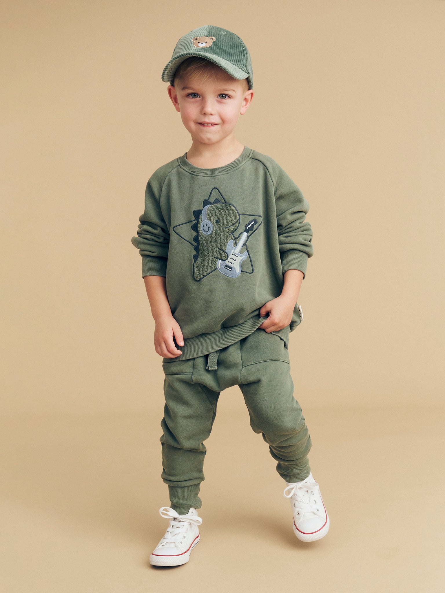 Huxbaby Dino Star Sweatshirt - Washed Green