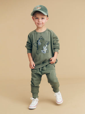 Huxbaby Dino Star Sweatshirt - Washed Green