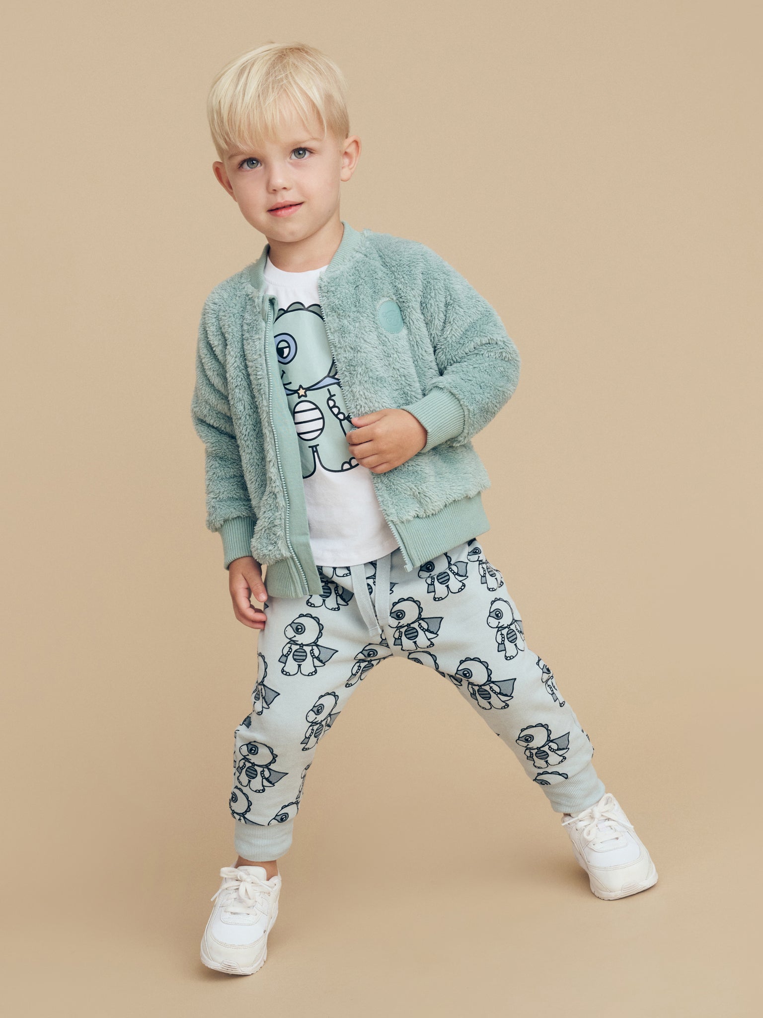 Huxbaby Dino Hero Fur Jacket - Slate