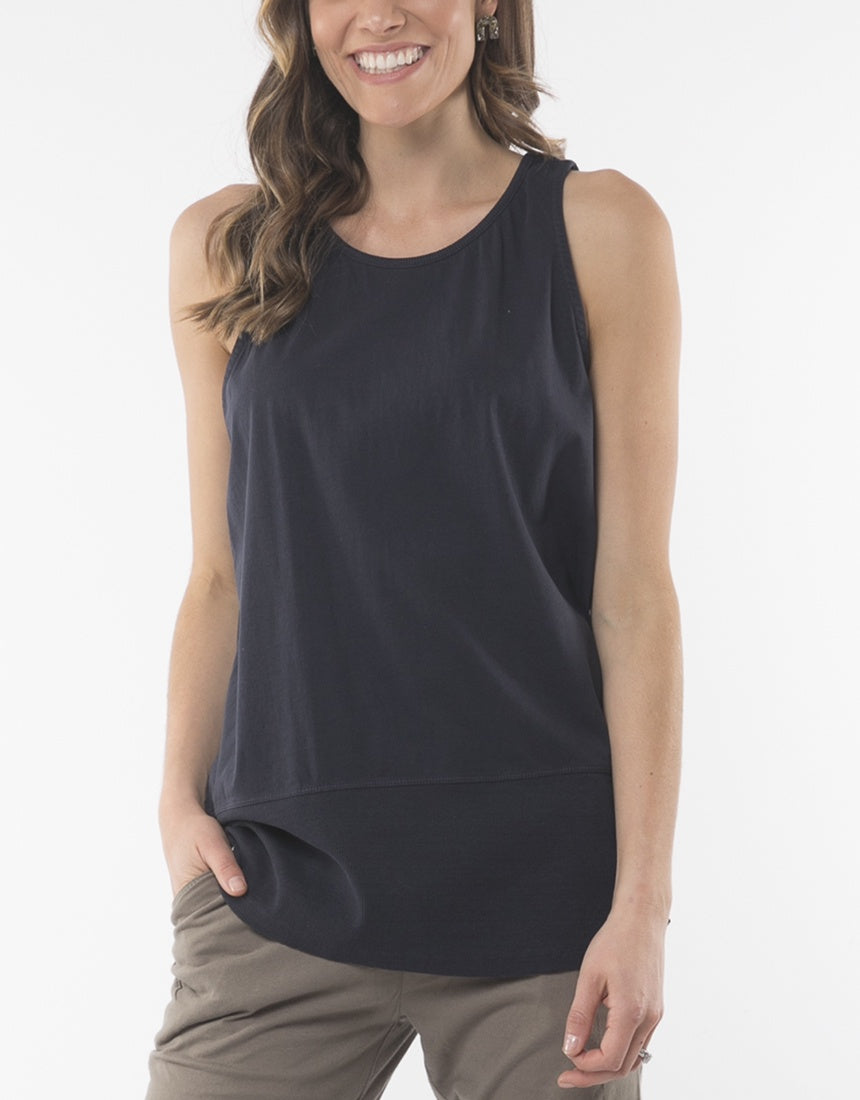 Elm Rib Hem Tank - Navy