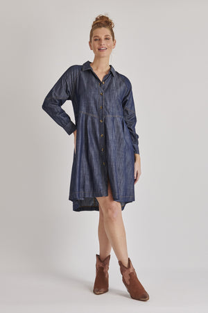 One Ten Willow Raglan Sleeve Dress - Dark Blue