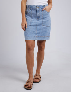 Elm Atlas Denim Skirt - Mid Blue Wash