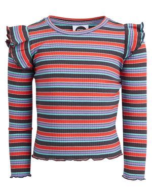 Eve Girl Junior Allsorts LS Rib Tee - Stripe