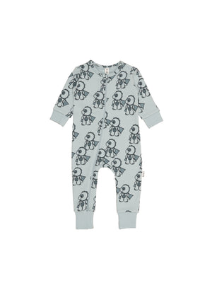 Huxbaby Dino Hero Zip Romper - Slate