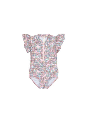 Huxbaby Rainbow Daisy Frill Zip Swimsuit